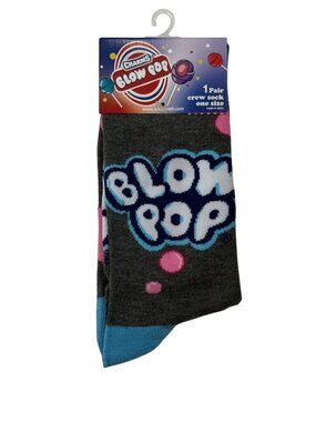 Candy Lollipop Graphic Crew Socks Gray Pink Fun Novelty One Size NWT